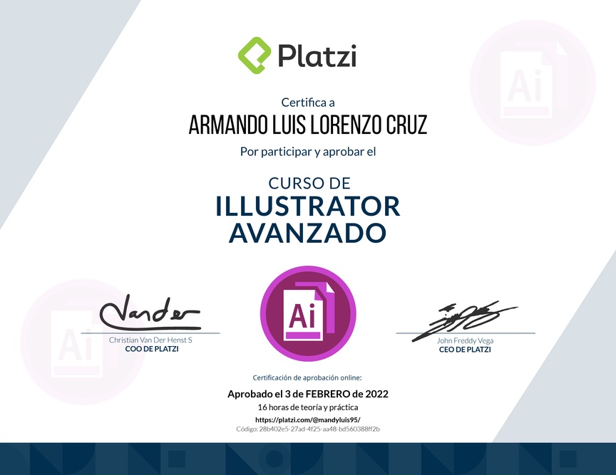 Diploma del Curso de Illustrator Avanzado