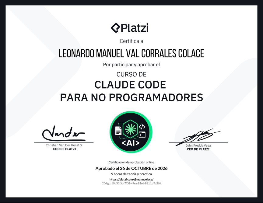 Diploma del Curso de Claude Code para No Programadores