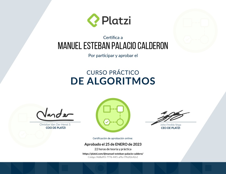Diploma del Curso Práctico de Estructuras de Datos y Algoritmos
