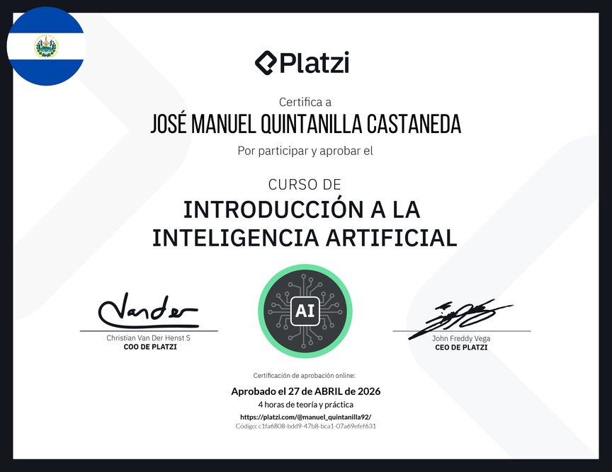 Diploma del Curso Gratis de Introducción a la Inteligencia Artificial