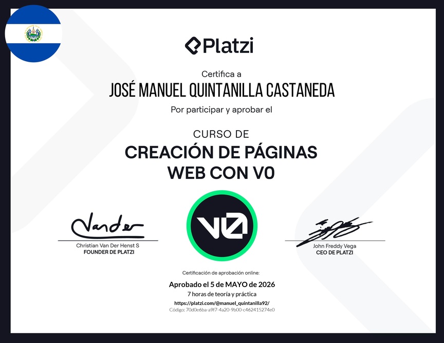 Diploma del Curso de Creación de Páginas Web con v0