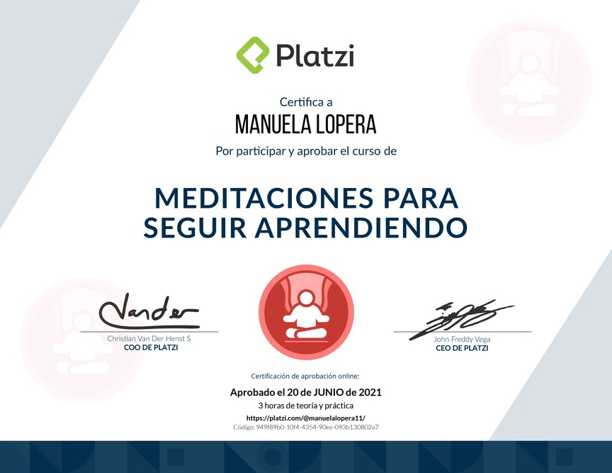 Diploma de Audiocurso de Meditación