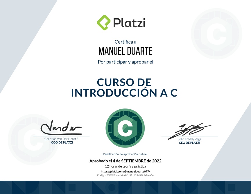 Diploma del Curso de Introducción a C