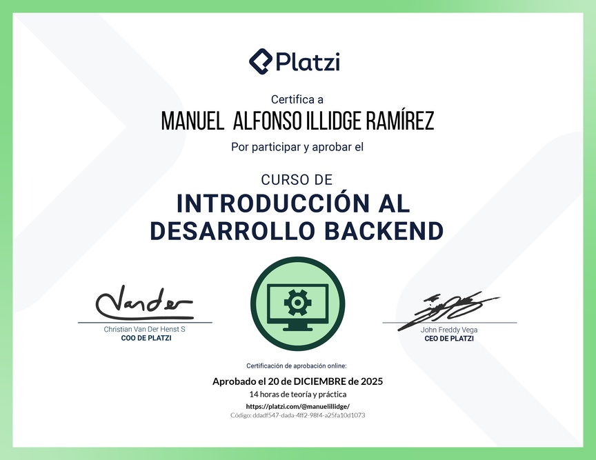 Diploma del Curso de Introducción al Desarrollo Backend