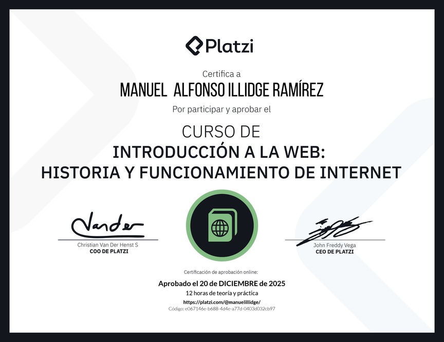 Diploma del Curso de Introducción a la Web: Historia y Funcionamiento de Internet