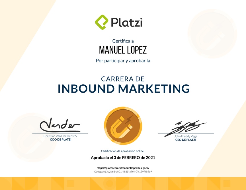 Diploma de la Ruta de Aprendizaje de Inbound Marketing