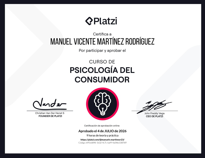 Diploma del Curso de Psicología del Consumidor