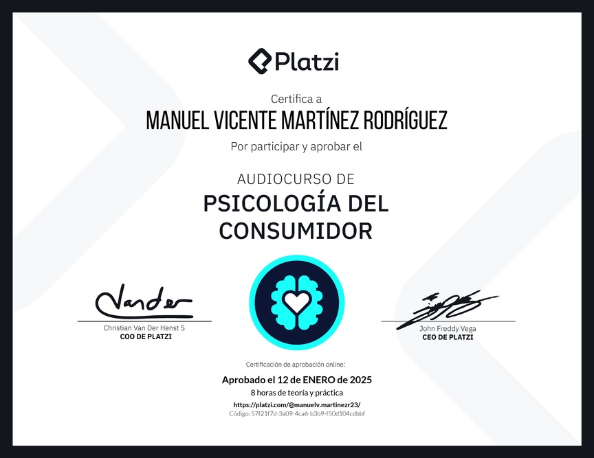 Diploma de Audiocurso de Psicología del Consumidor