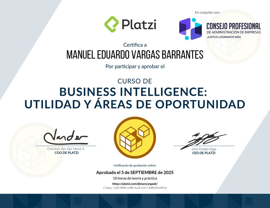 Diploma del Curso de Business Intelligence: Utilidad y Áreas de Oportunidad
