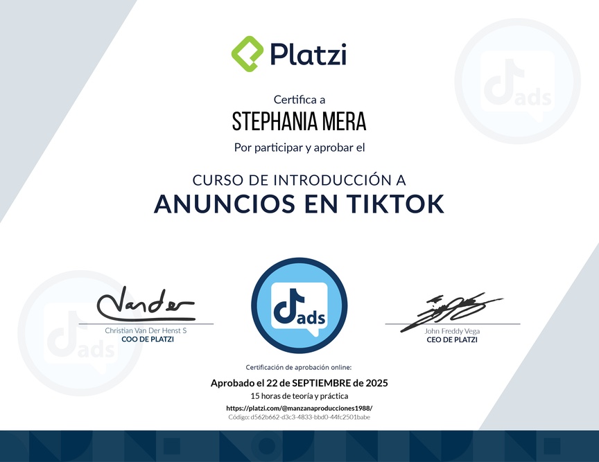Diploma del Curso de Anuncios en TikTok