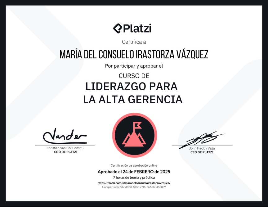 Diploma del Curso de Liderazgo para la Alta Gerencia