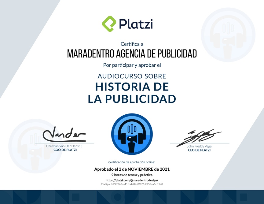 Diploma de Audiocurso Historia de la Publicidad