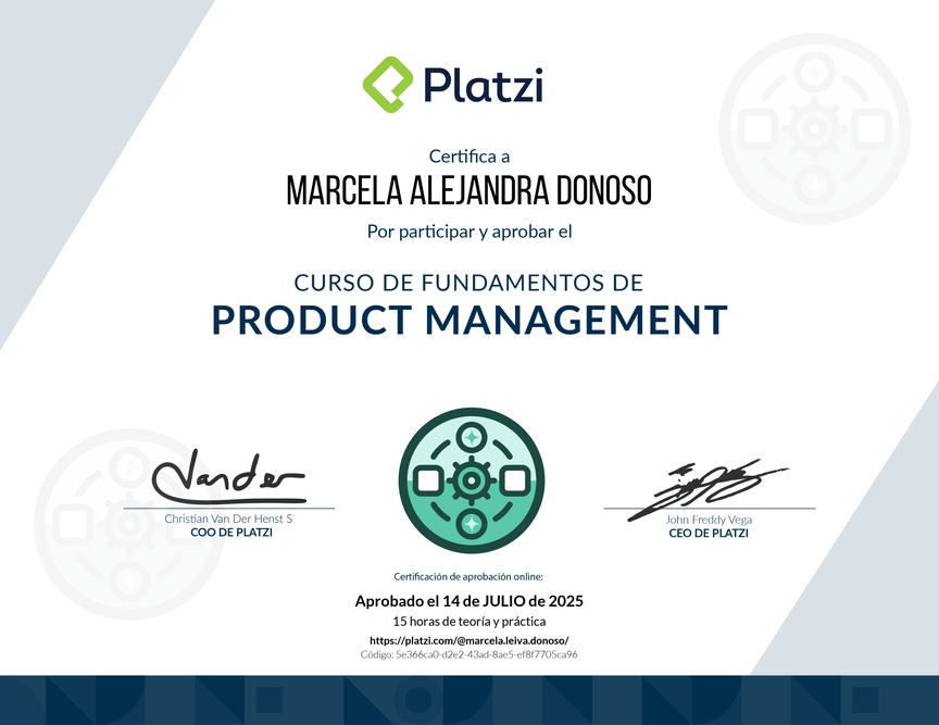 Diploma de Audiocurso de Fundamentos para Product Managers