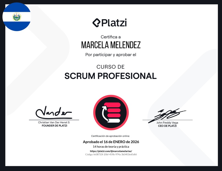 Diploma del Curso de Scrum Profesional