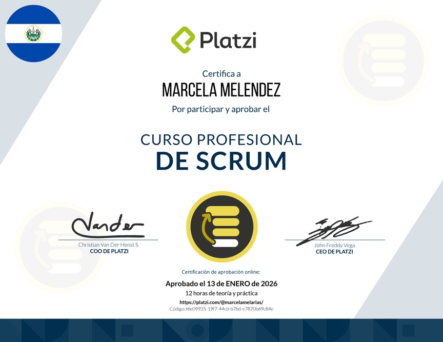 Diploma del Curso Profesional de Scrum