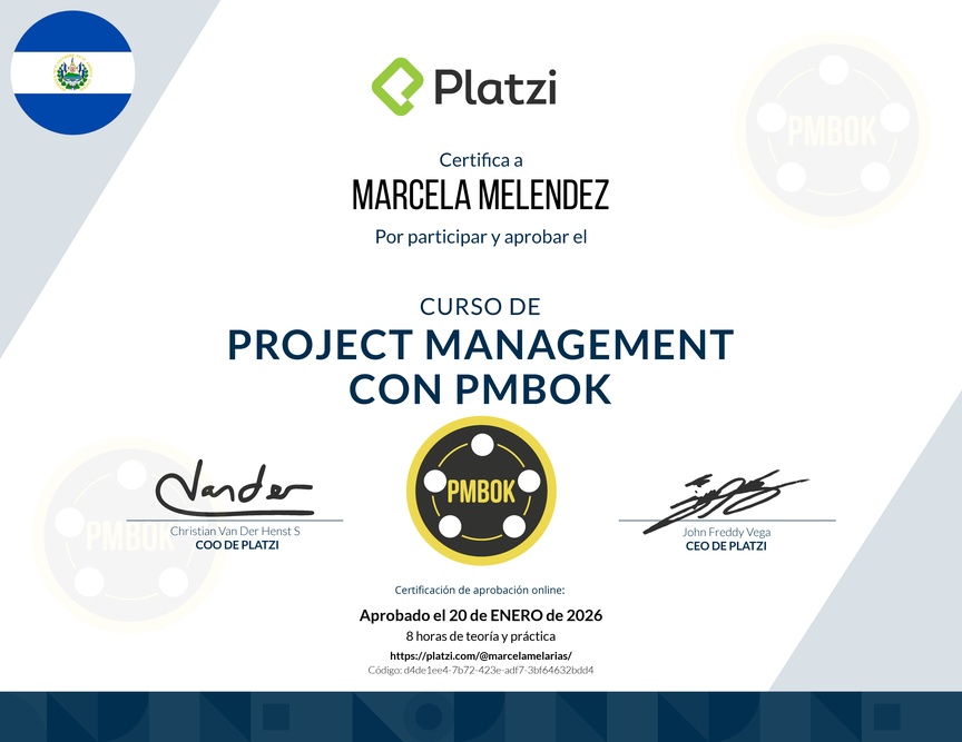 Diploma del Curso de Project Management con PMBOK