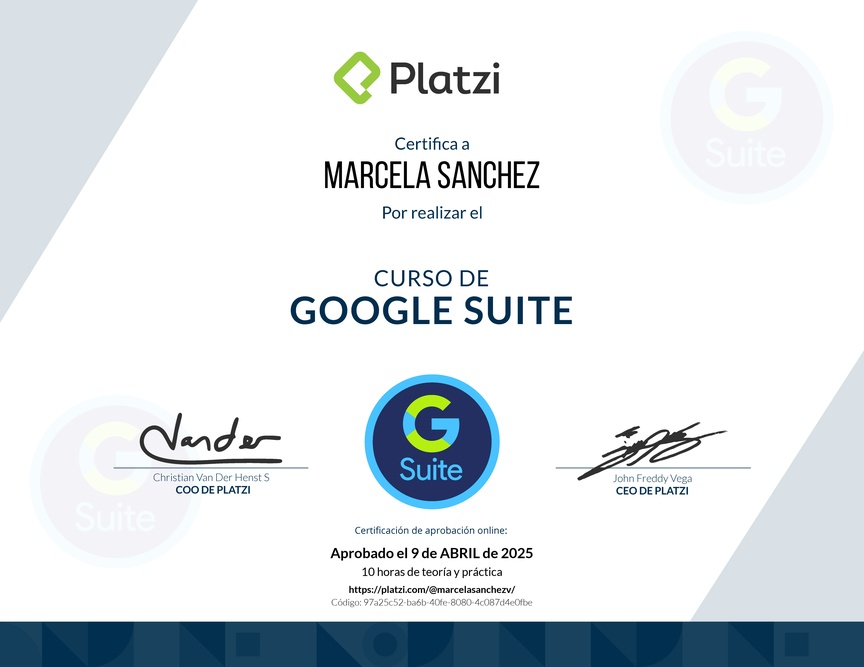 Diploma del Curso de Google Suite