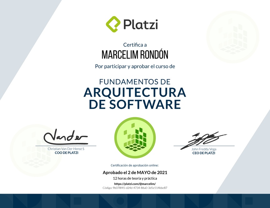 Diploma de Fundamentos de Arquitectura de Software (2018)