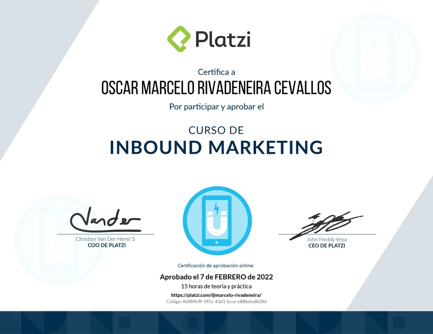 Diploma del Curso de Retención de Clientes con Inbound Marketing