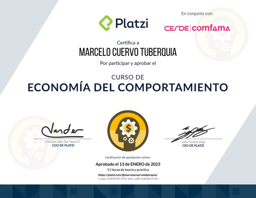 Diploma del Curso de Economía del Comportamiento