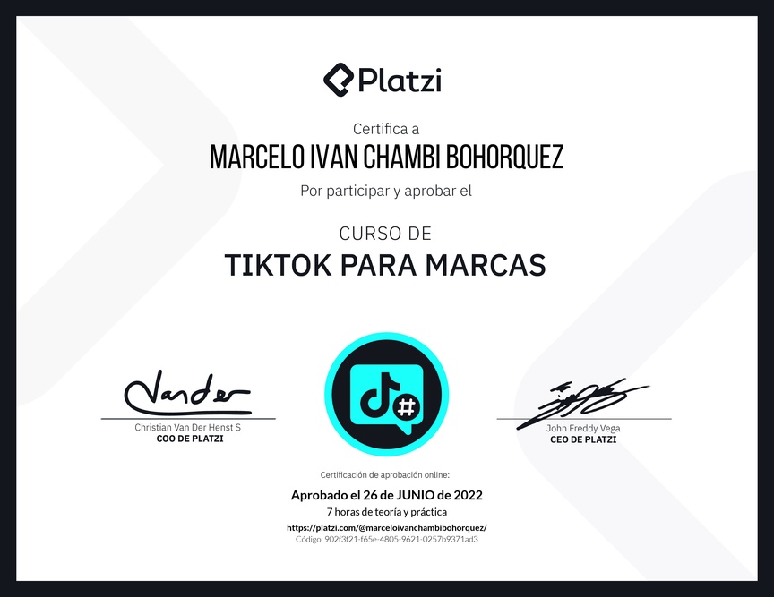 Diploma del Curso de Optimización de Estrategias de Marca en TikTok