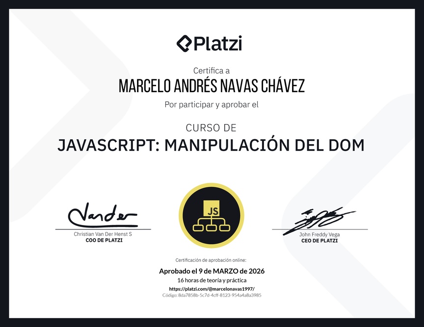 Diploma del Curso de JavaScript: Manipulación del DOM