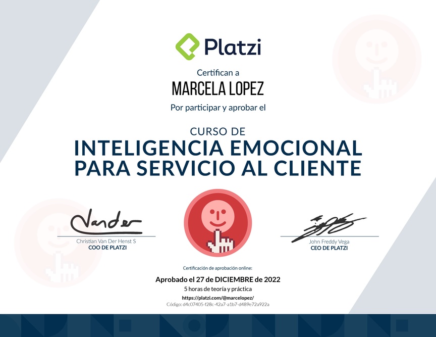 Diploma del Curso de Inteligencia Emocional para Servicio al Cliente