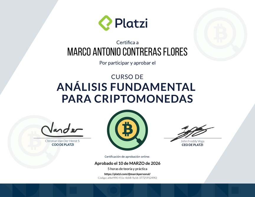 Diploma del Curso de Análisis Fundamental para Criptomonedas