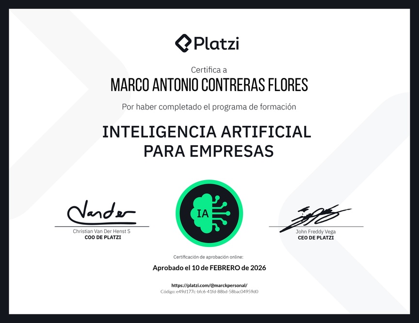 Diploma de la Ruta de Aprendizaje de Inteligencia Artificial para Empresas
