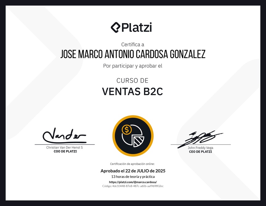 Diploma del Curso de Ventas B2C