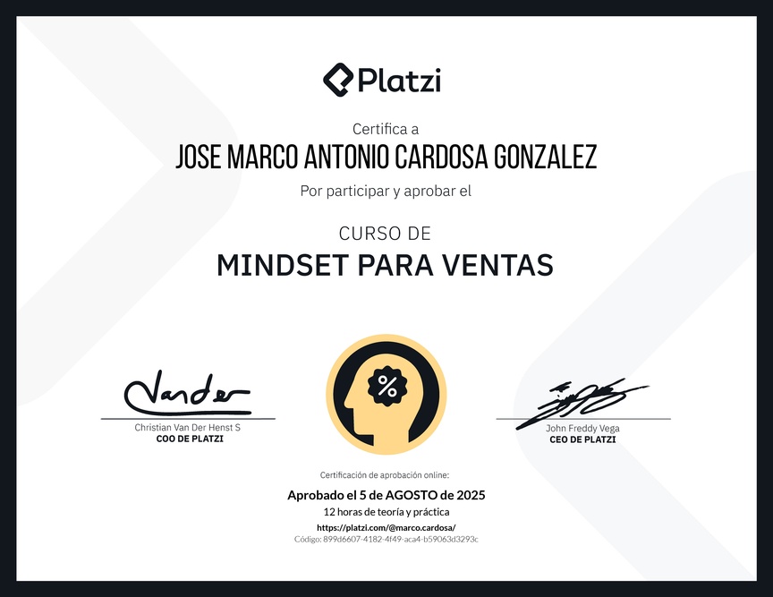 Diploma de Mindset para Ventas