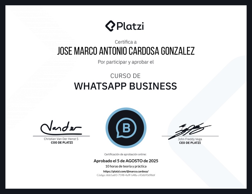 Diploma del Curso de Whatsapp Business