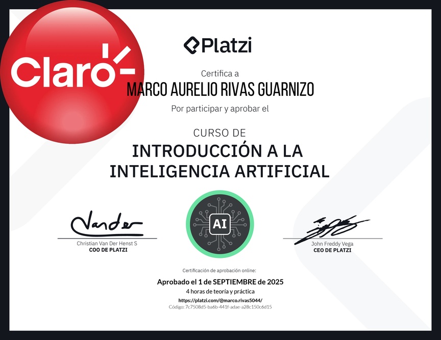 Diploma del Curso Gratis de Introducción a la Inteligencia Artificial