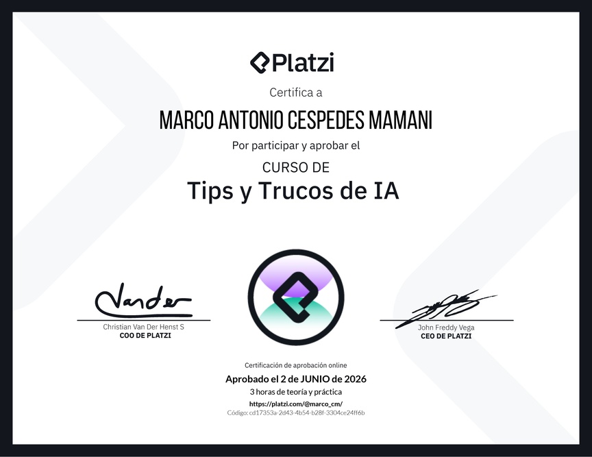 Diploma del Curso de tips y trucos de IA