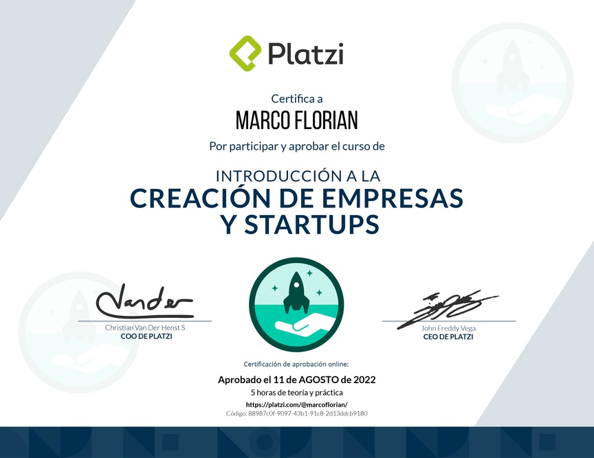 Diploma de Introducción a la Creación de Empresas y Startups