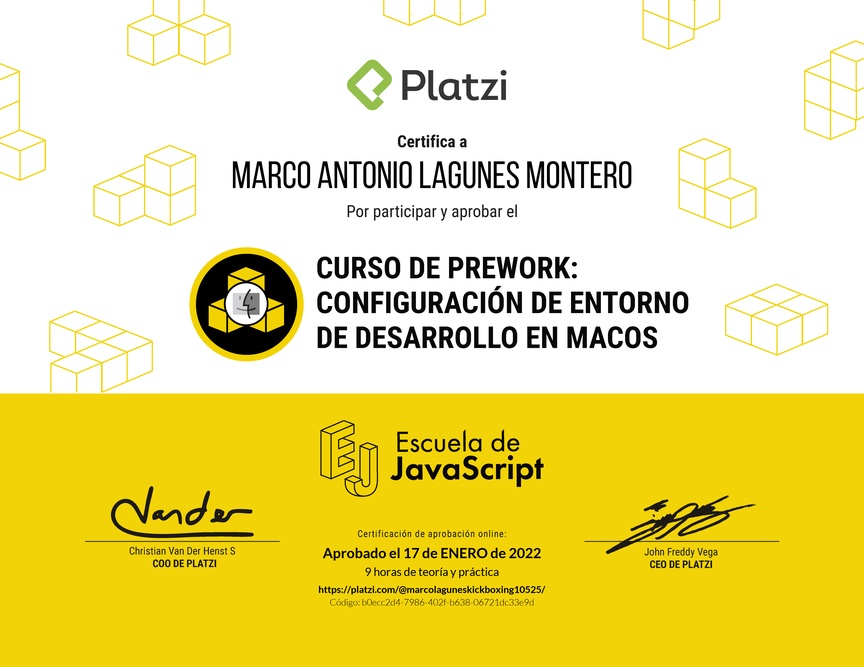 Diploma del Curso de Configuración de Entorno de Desarrollo en macOS