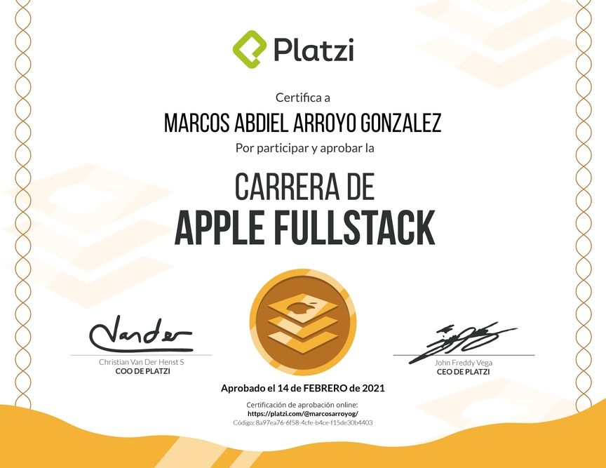 Diploma de la Ruta de Aprendizaje de Desarrollo de Aplicaciones iOS