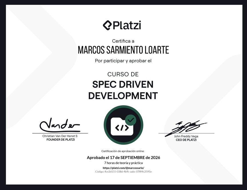 Diploma del Curso de Spec Driven Development