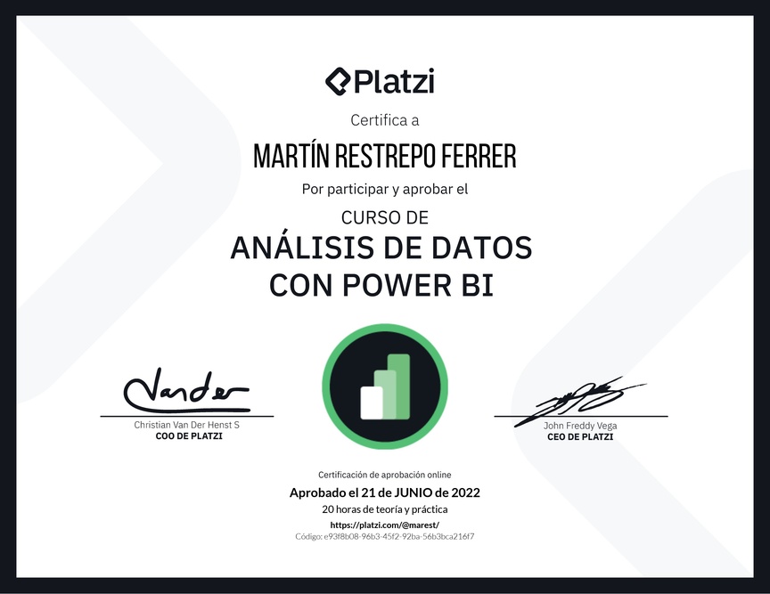 Diploma del Curso de Análisis de Datos con Power BI