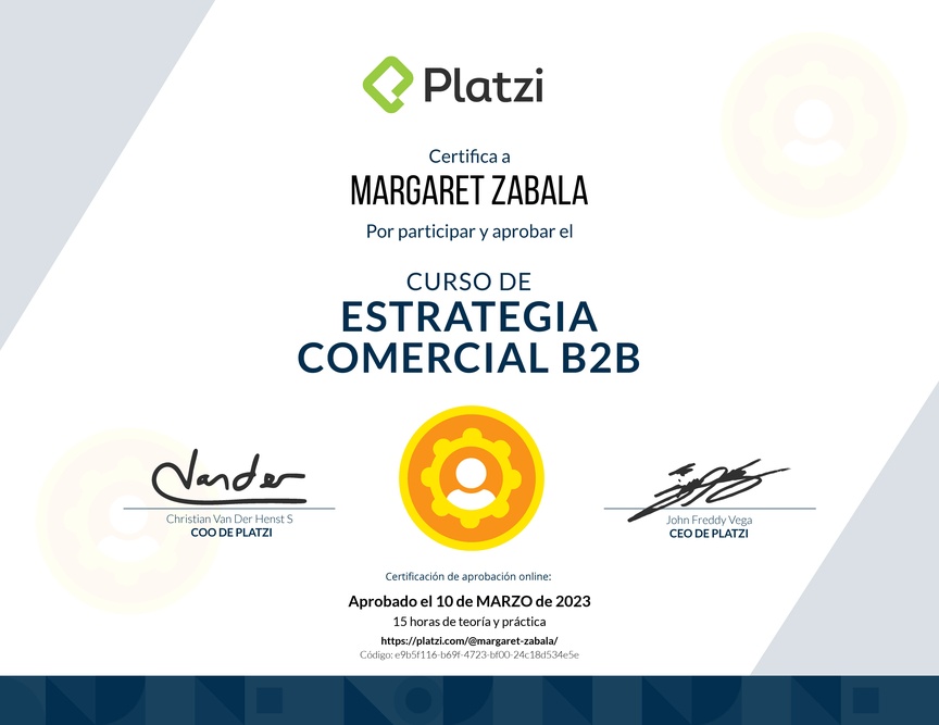 Diploma del Curso de Estrategia Comercial B2B