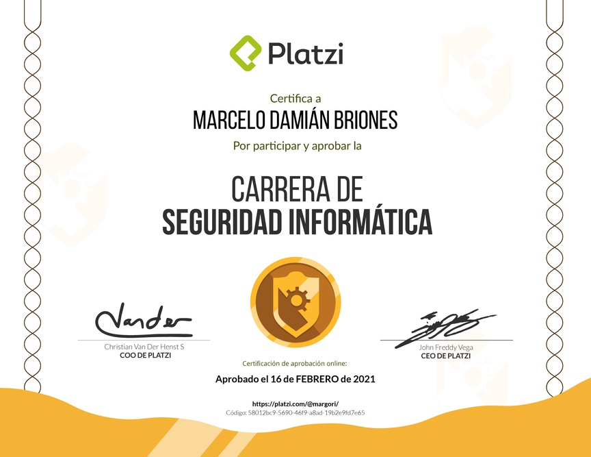 Diploma de la Ruta de Aprendizaje de Seguridad Informática