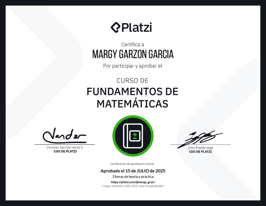 Diploma del Curso de Fundamentos de Matemáticas