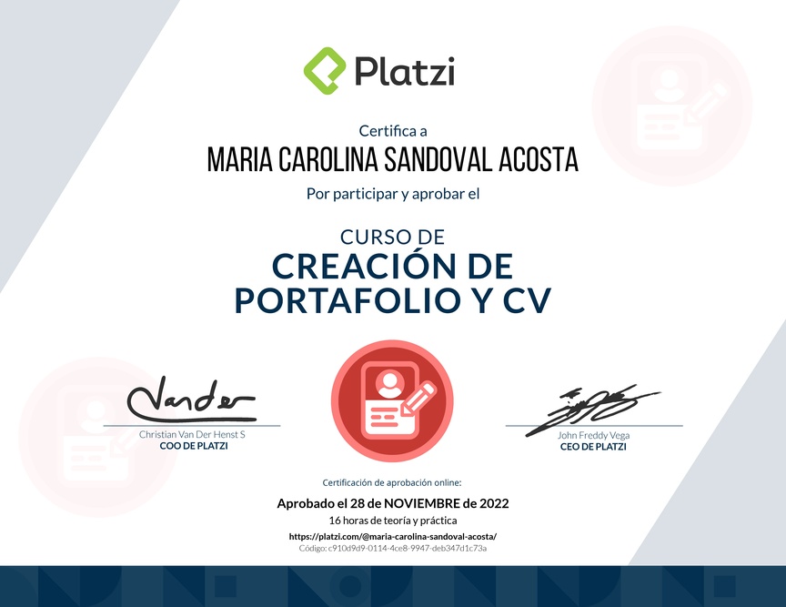 Diploma del Curso de Creación de Portafolio y CV