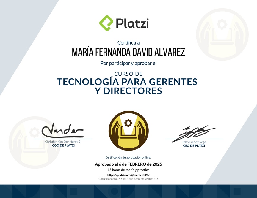 Diploma del Curso de Tecnología para Gerentes y Directores