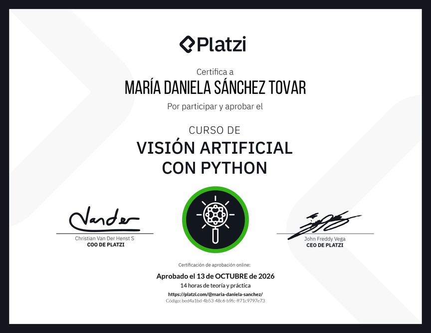 Diploma del Curso de Visión Artificial con Python