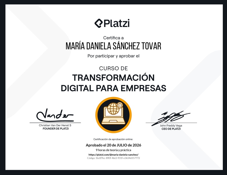 Diploma del Curso de Transformación Digital para Empresas