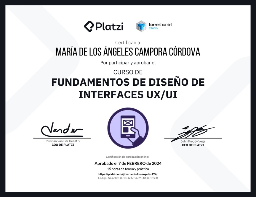 Diploma del Curso de Fundamentos de Diseño de Interfaces UX/UI