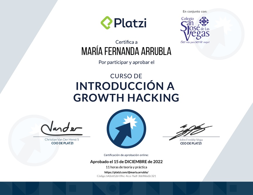 Diploma del Curso de Introducción a Growth Hacking