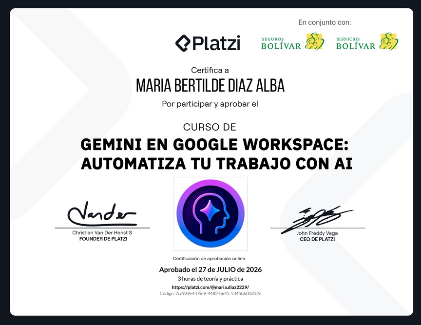 Diploma del Curso de Gemini en Google Workspace