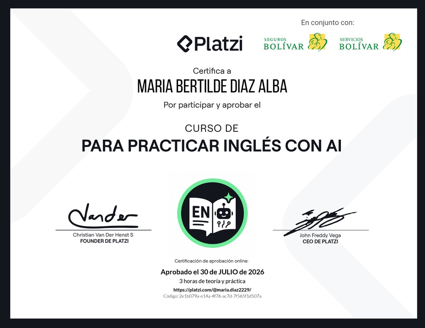 Diploma del Curso para Practicar Inglés con AI